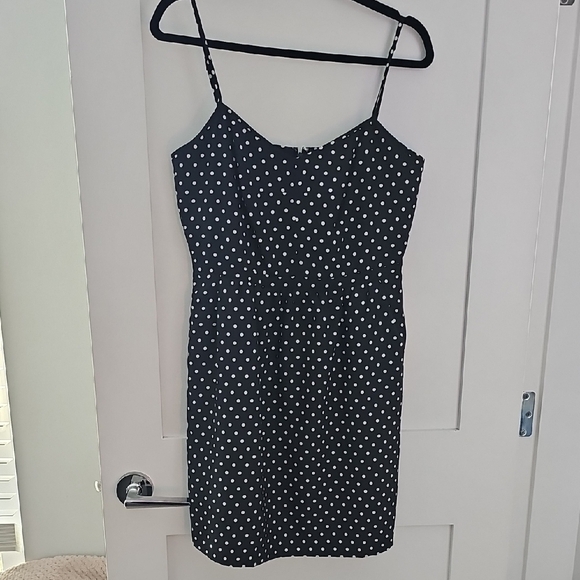 J. Crew Black and White Polka Dot Mini Dress Size 10 - Picture 1 of 9